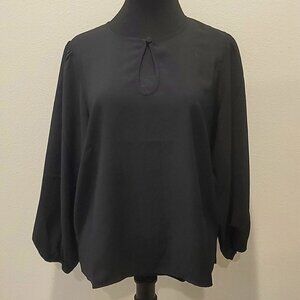 J. Crew Keyhole Long Sleeve Blouse Size LP Black